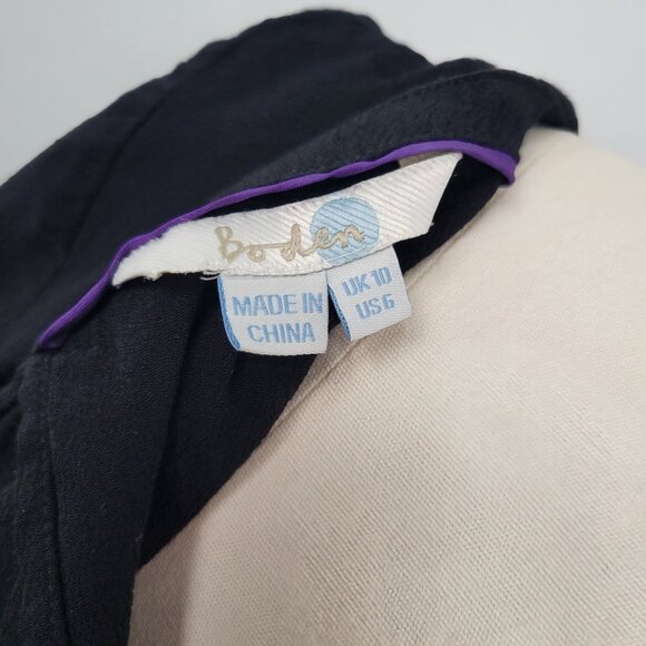 Boden Rosalyn Tie Back Black Viscose Blouse Capsule Wardrobe - Picture 5 of 8